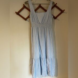 Linen Crown and Ivy Blue and White Striped Dress Small